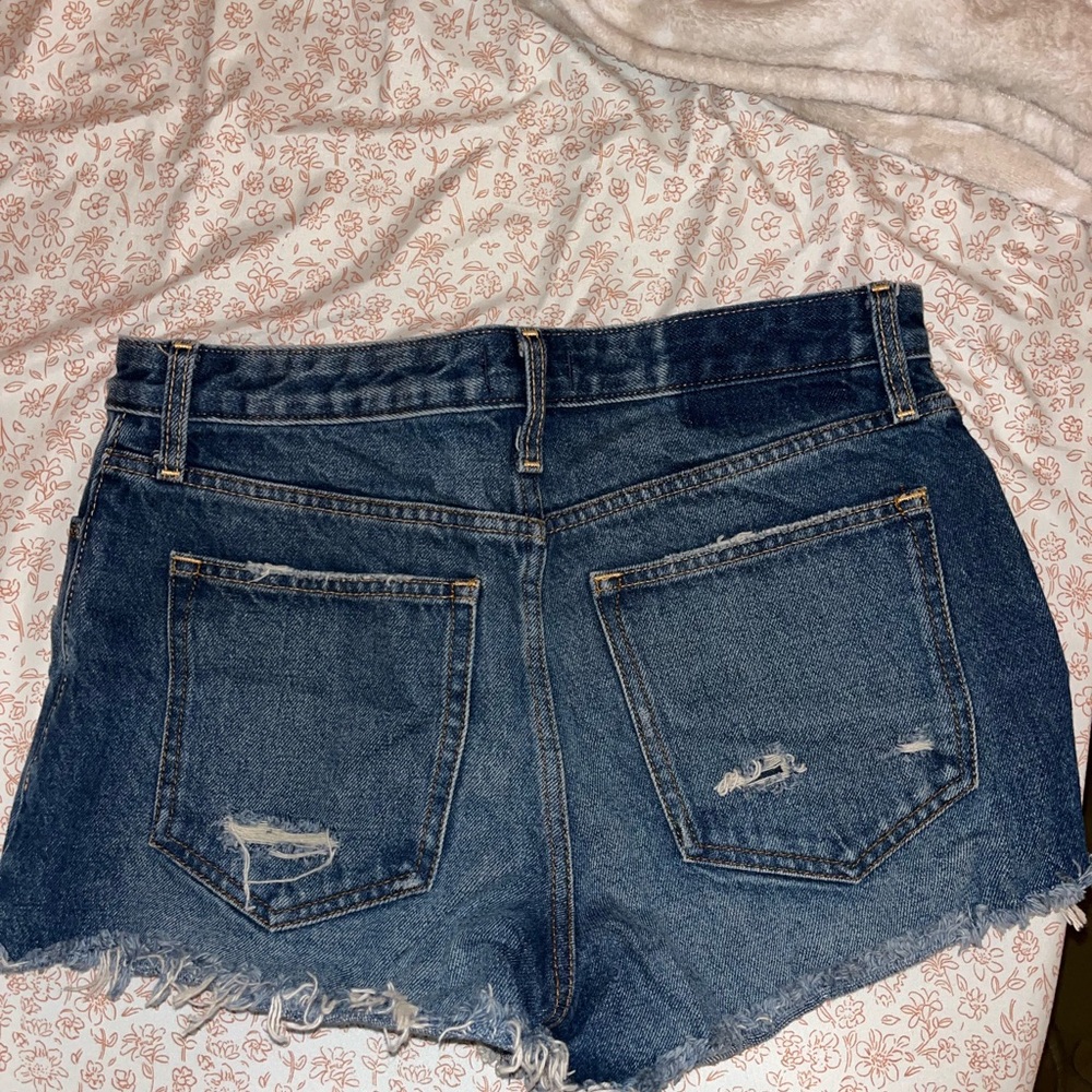 Abercrombie & Fitch Blue Jean Shorts High-Waisted Distressed